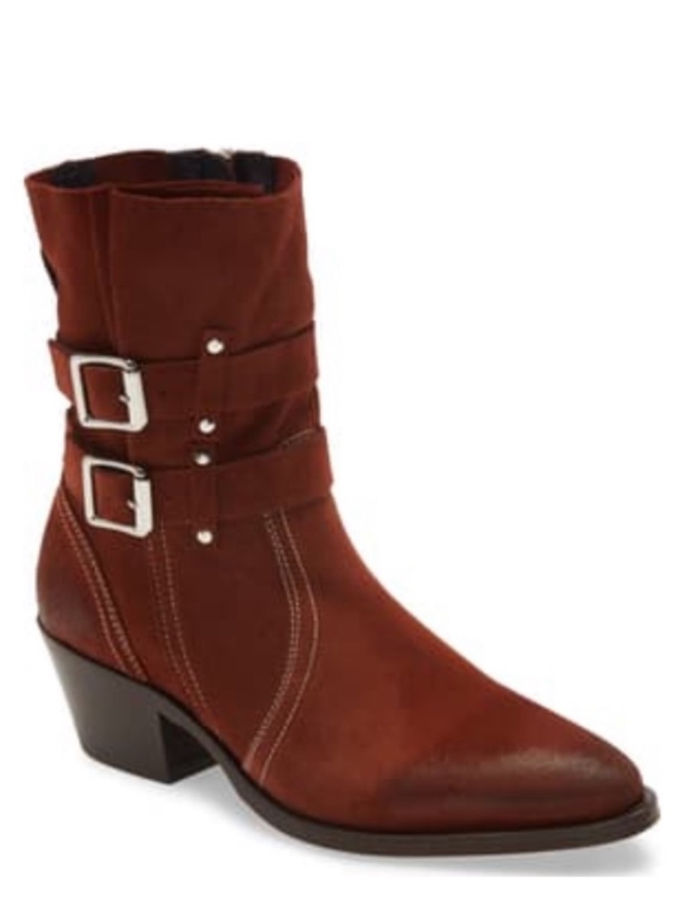 Allsaints Harriet boots | Women's Brown Suede Buckle Ankle Boots
